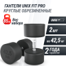 Гантель круглая UNIX FIT PRO обрезиненная 42,5 кг DBRND42_5PBKx2